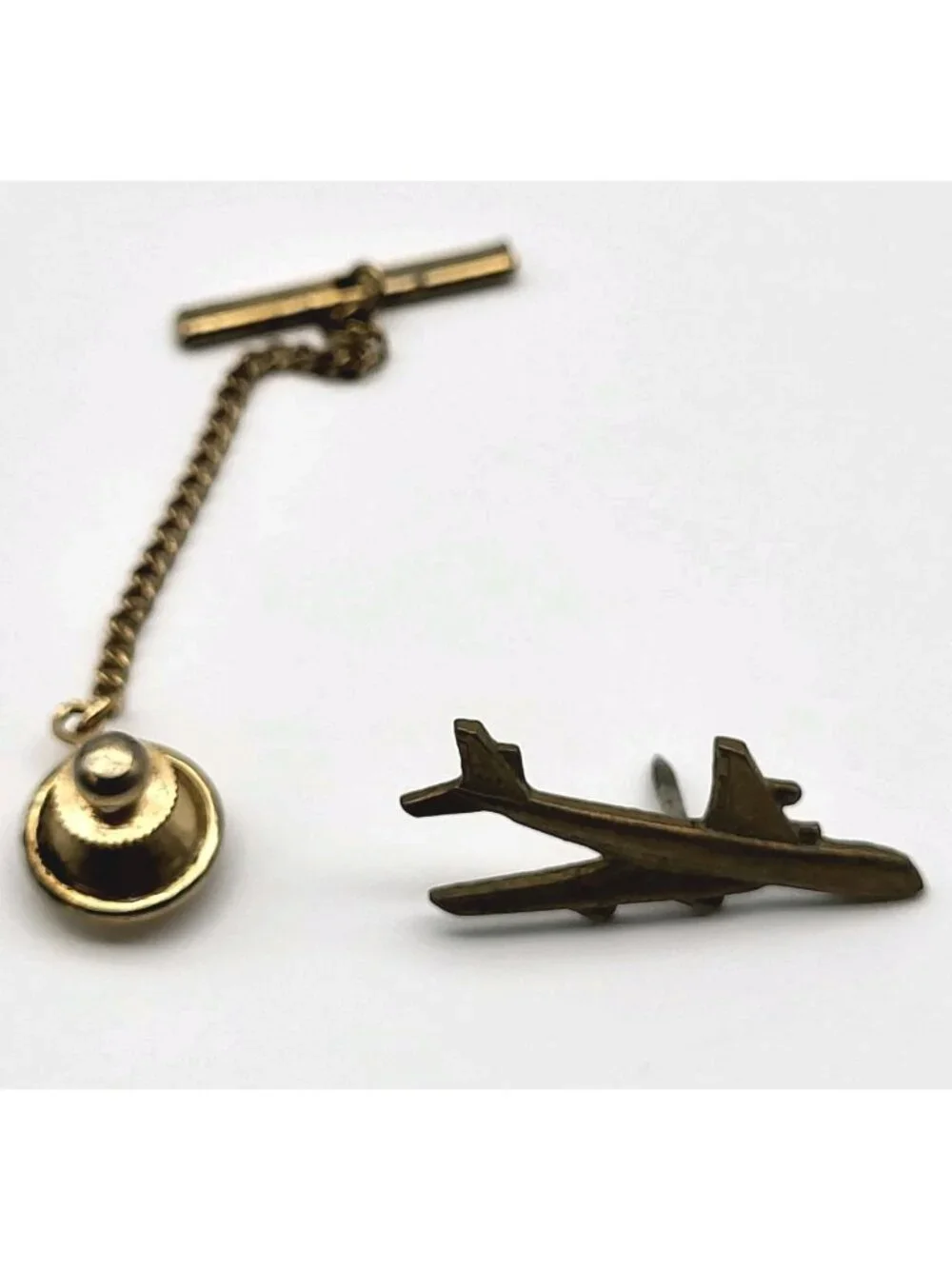 Vintage Boeing 747 Airplane Plane 3D Gold Tone Tie Tack Pin Pinback
